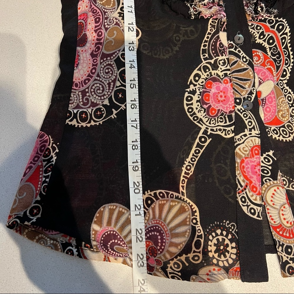 Trina Turk Ruffle Blouse Silk Wool Victorian Top Career R - Picture 10 of 11